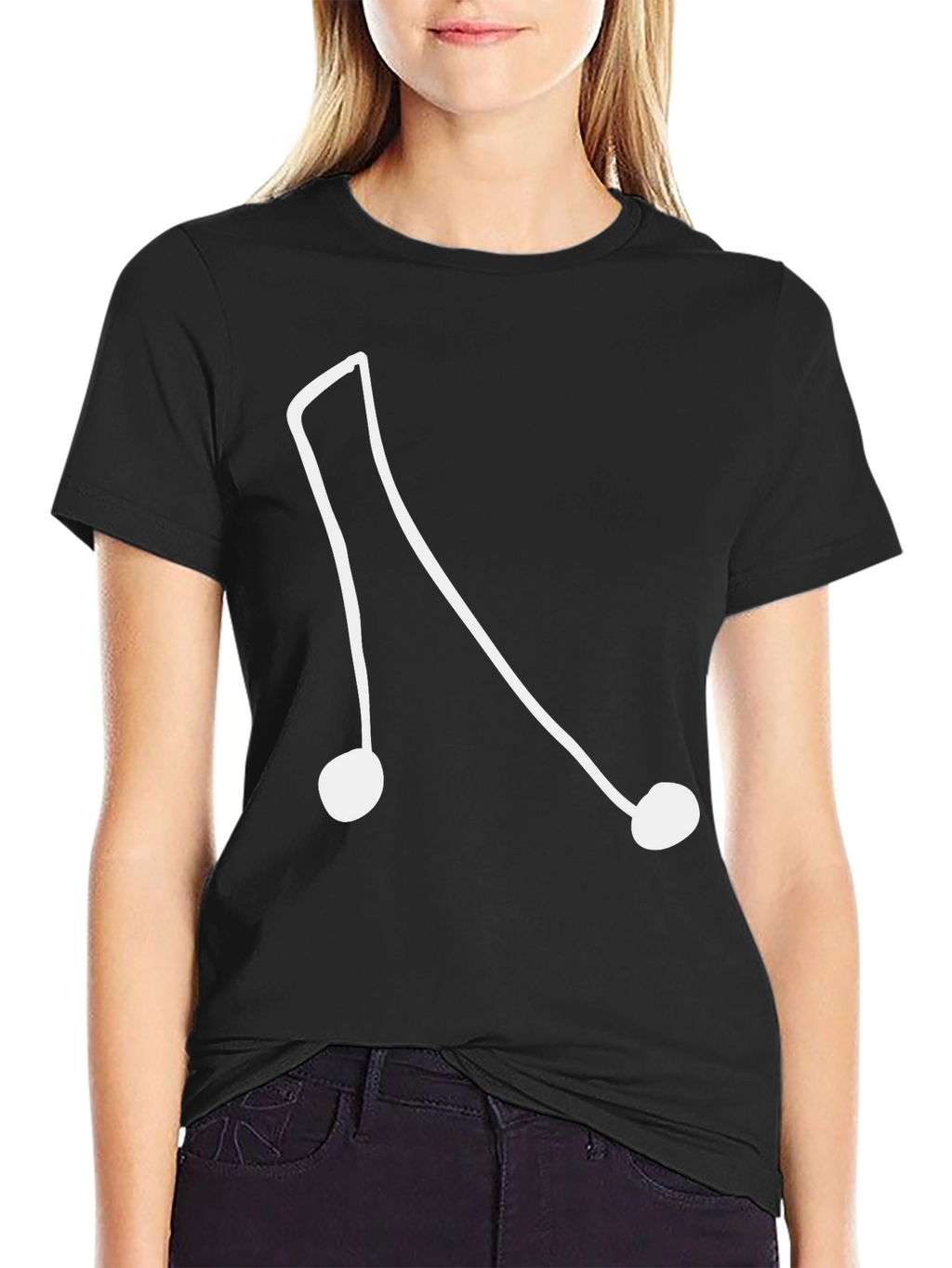 Abstract Music Note Graphic Tee - Black Casual Shirt