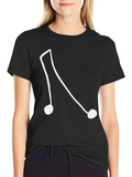 Abstract Music Note Graphic Tee - Black Casual Shirt