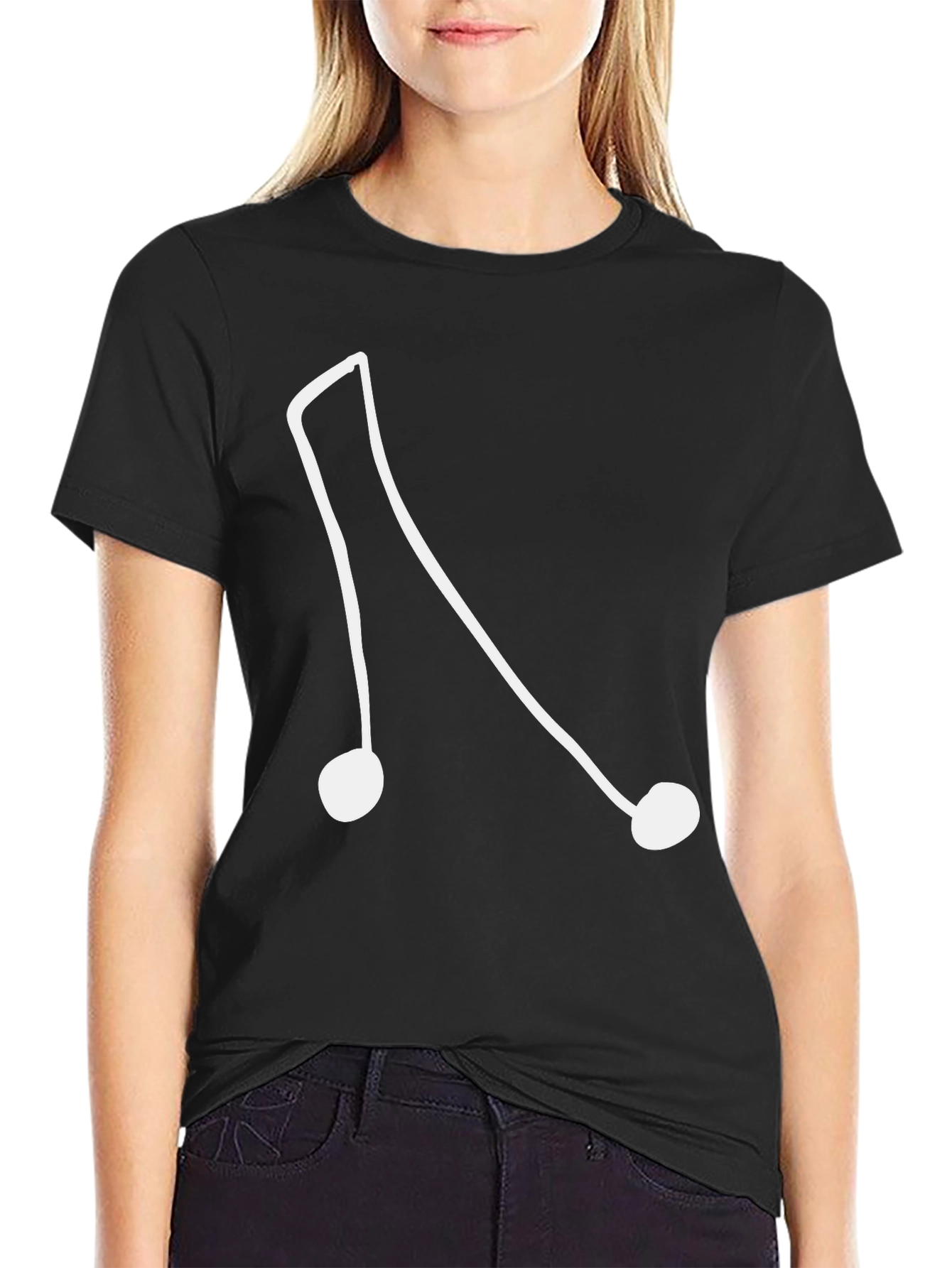 Abstract Music Note Graphic Tee - Black Casual Shirt