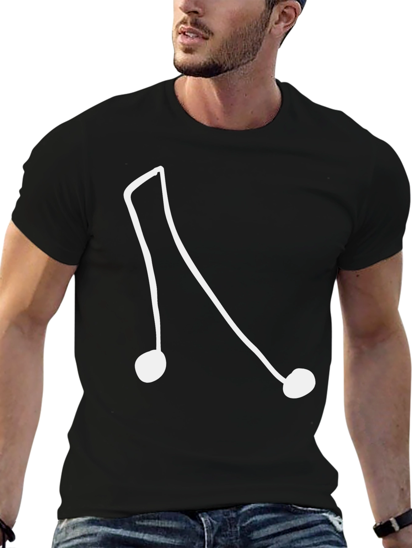 Abstract Music Note Graphic Tee - Black Casual Shirt