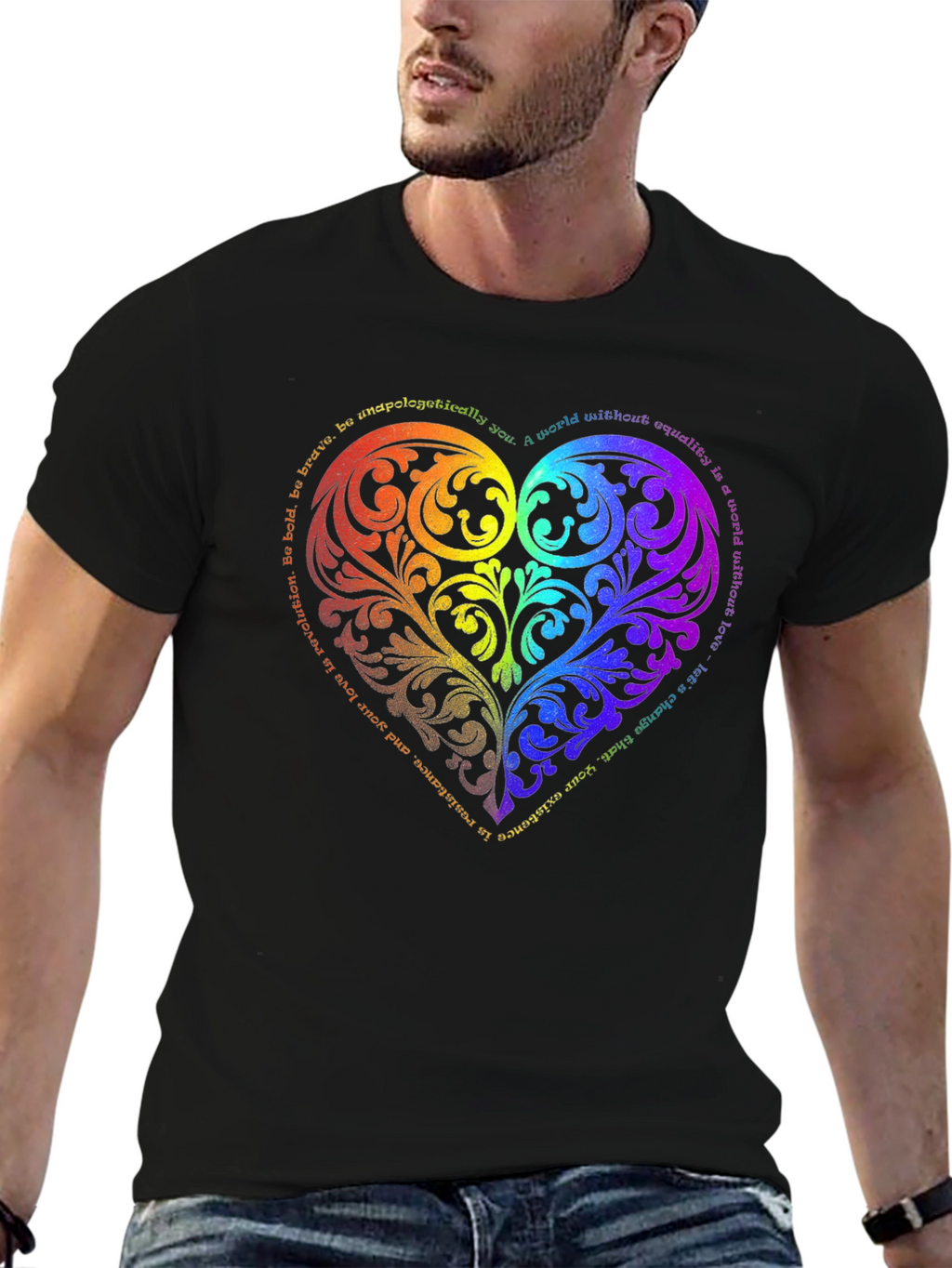 LGBTQ Pride Heart Graphic T-Shirt