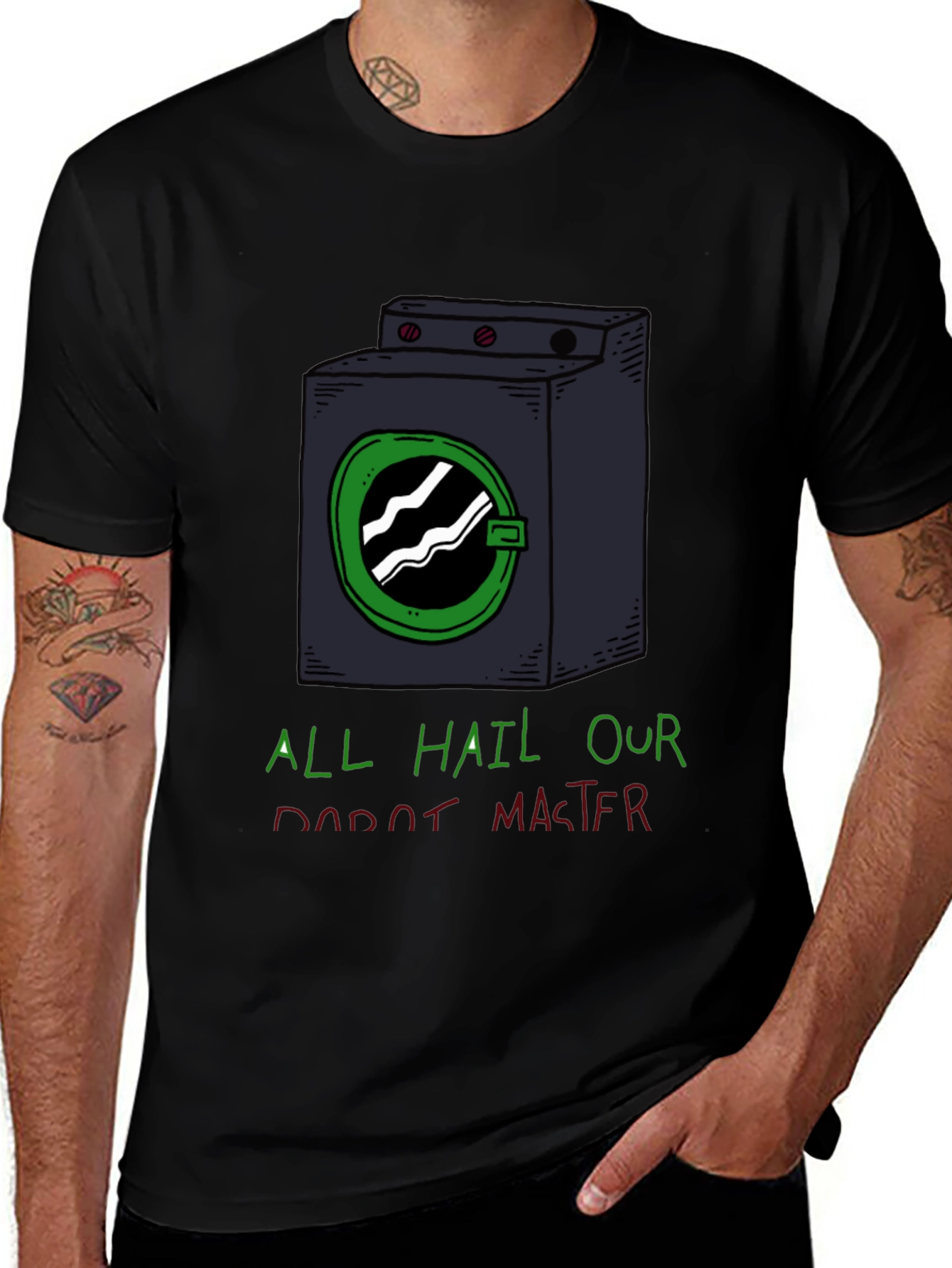 Funny Robot Master Graphic Tee - Black T-Shirt