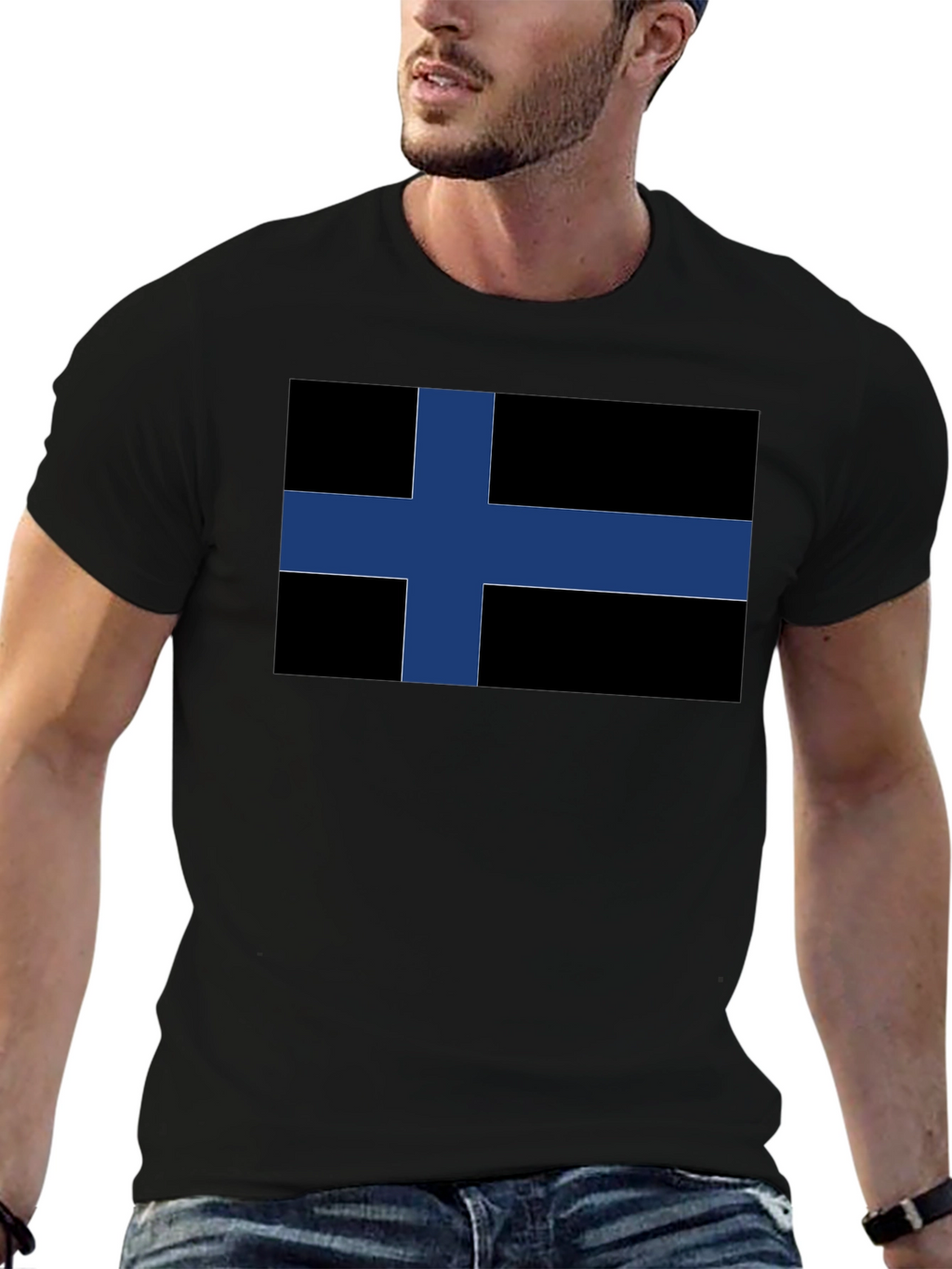 Black Finland Flag T-Shirt - Nordic Pride