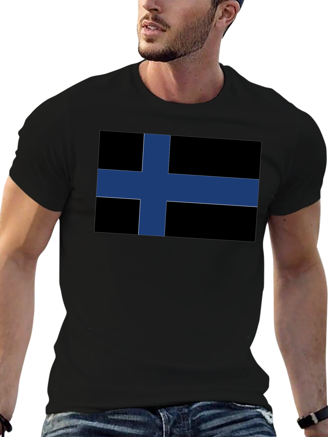 Black Finland Flag T-Shirt - Nordic Pride