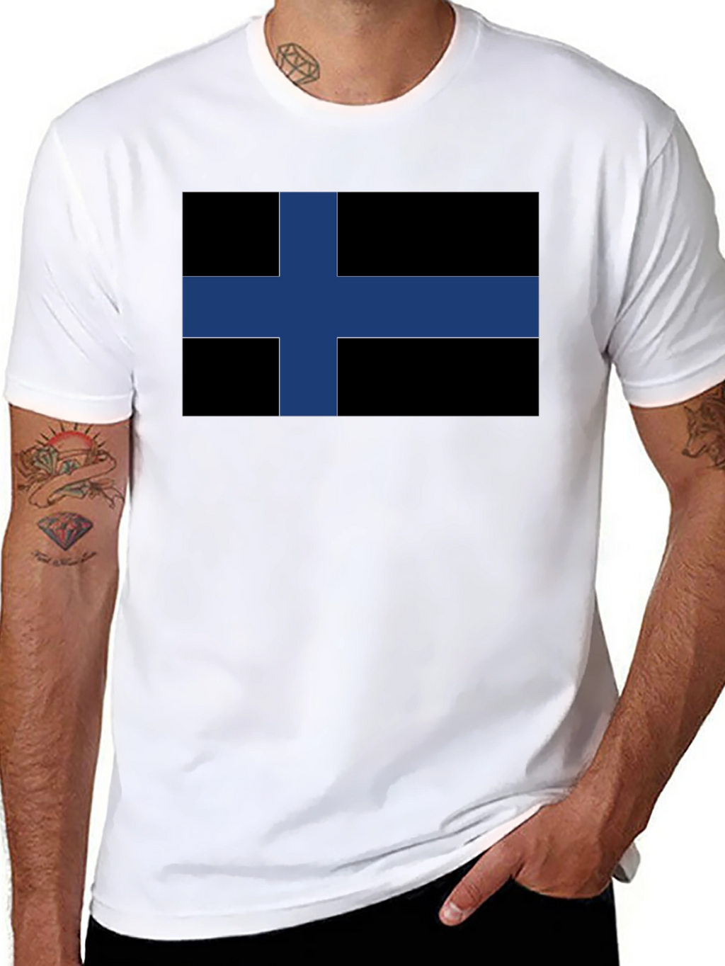 Black Finland Flag T-Shirt - Nordic Pride
