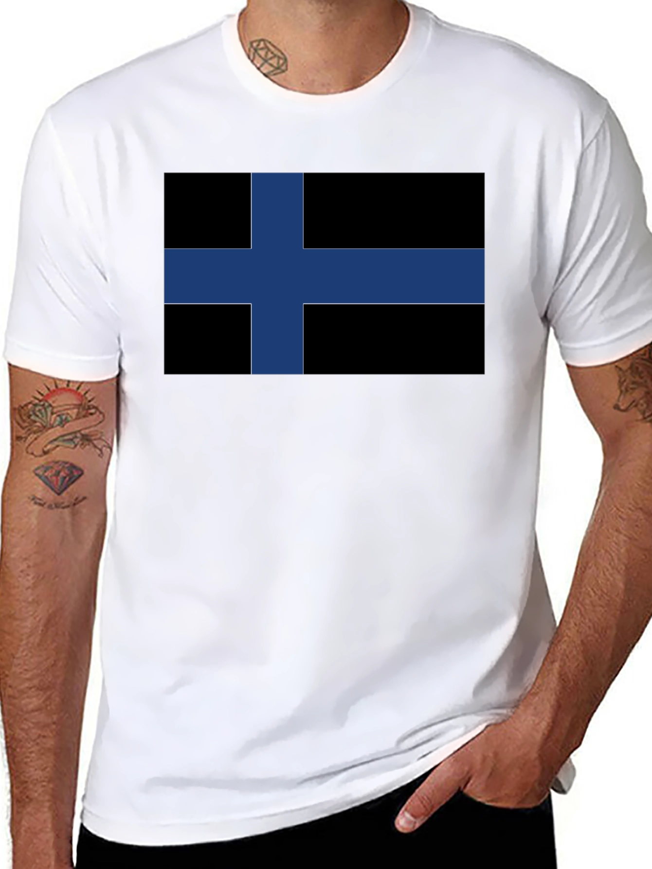 Black Finland Flag T-Shirt - Nordic Pride