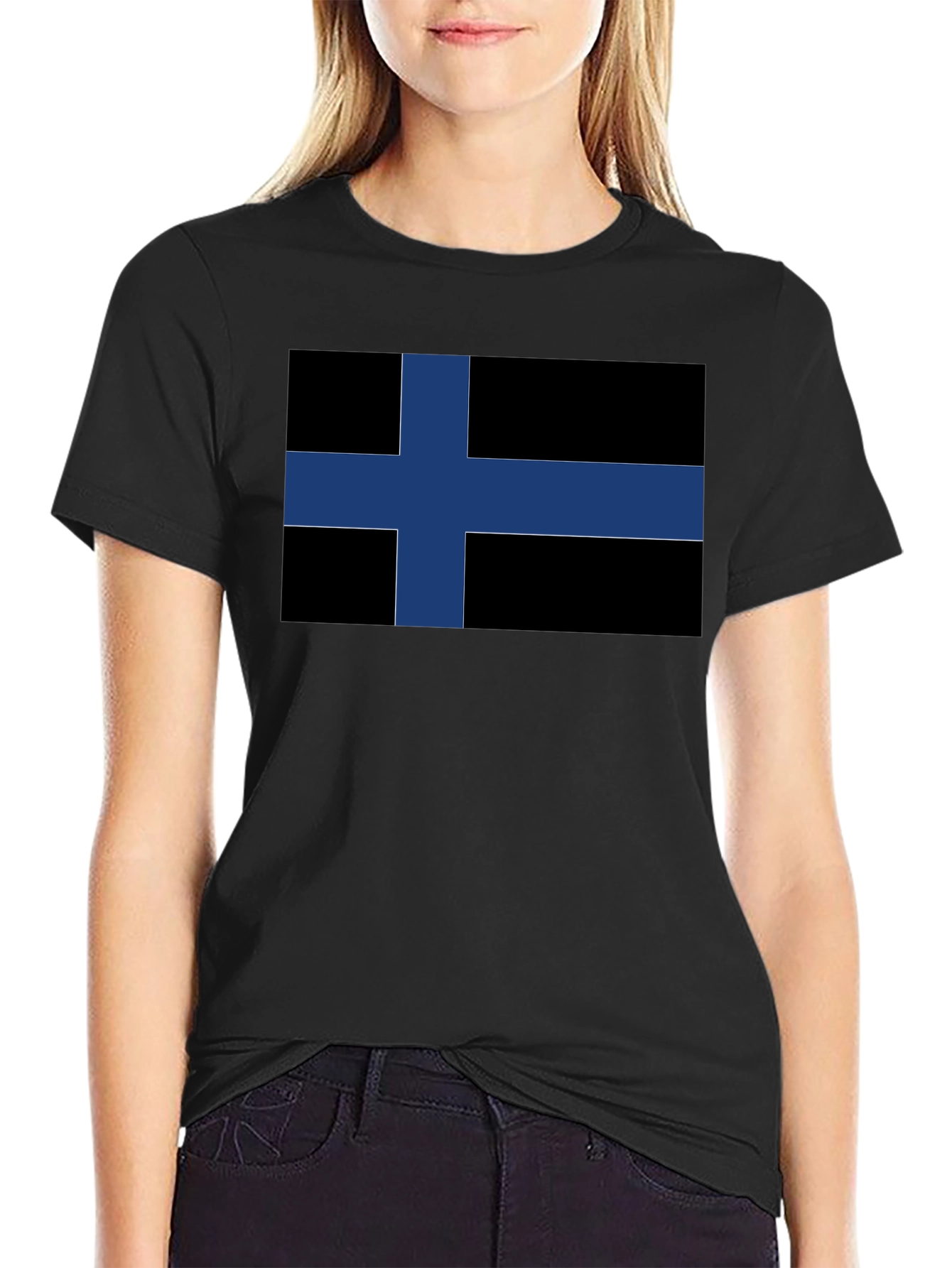 Black Finland Flag T-Shirt - Nordic Pride