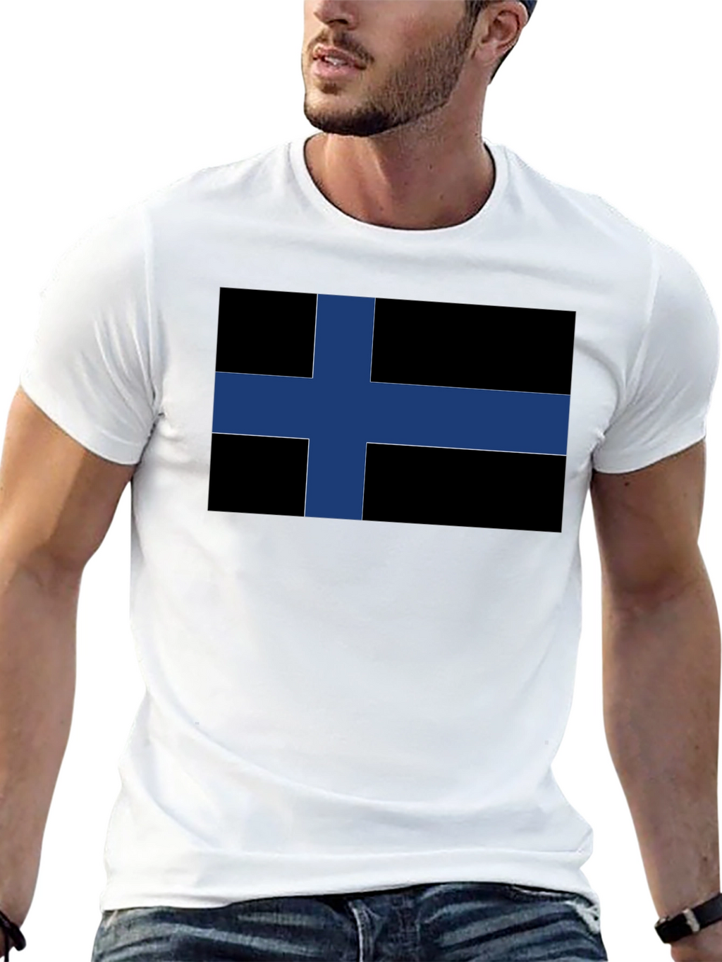 Black Finland Flag T-Shirt - Nordic Pride