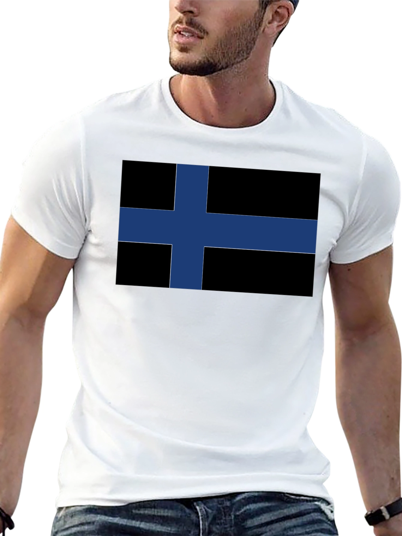 Black Finland Flag T-Shirt - Nordic Pride