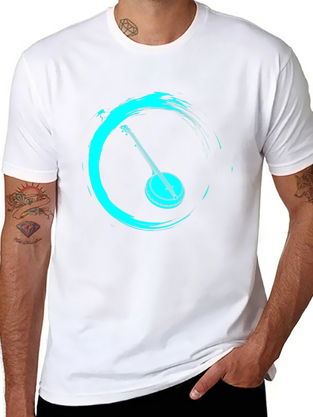 Zen Banjo Graphic Tee - Black Cotton T-Shirt