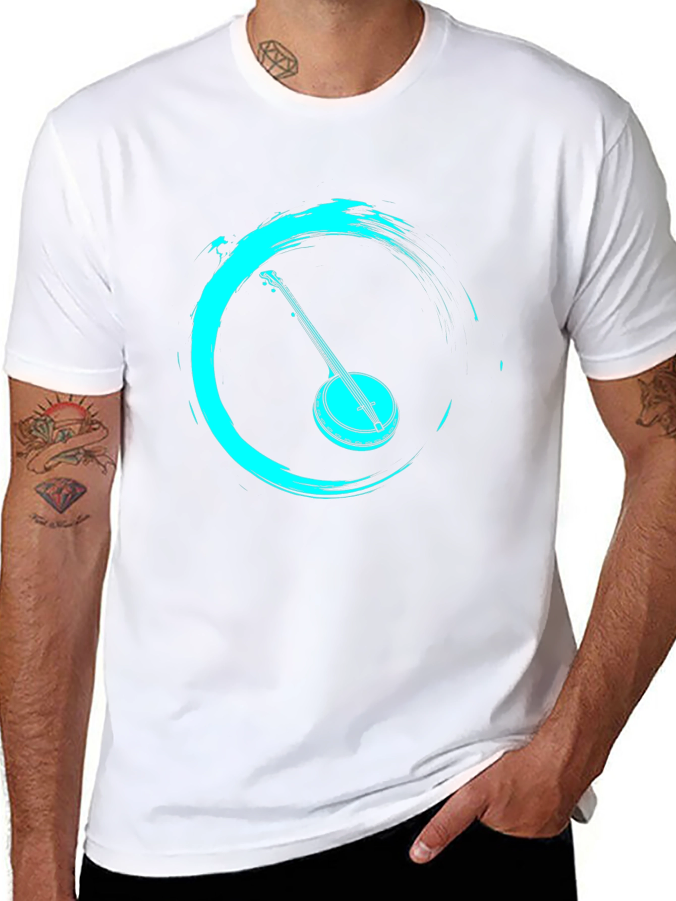 Zen Banjo Graphic Tee - Black Cotton T-Shirt
