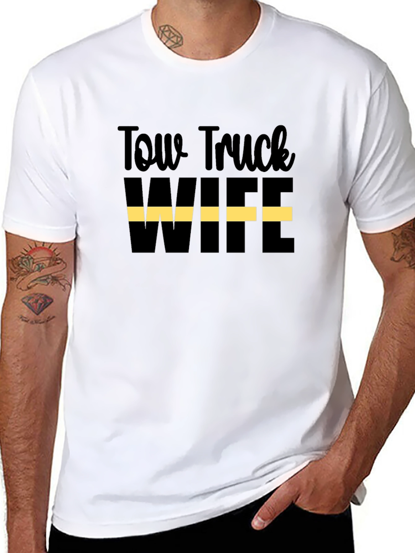 Tow Truck Wife Graphic T-Shirt - Black