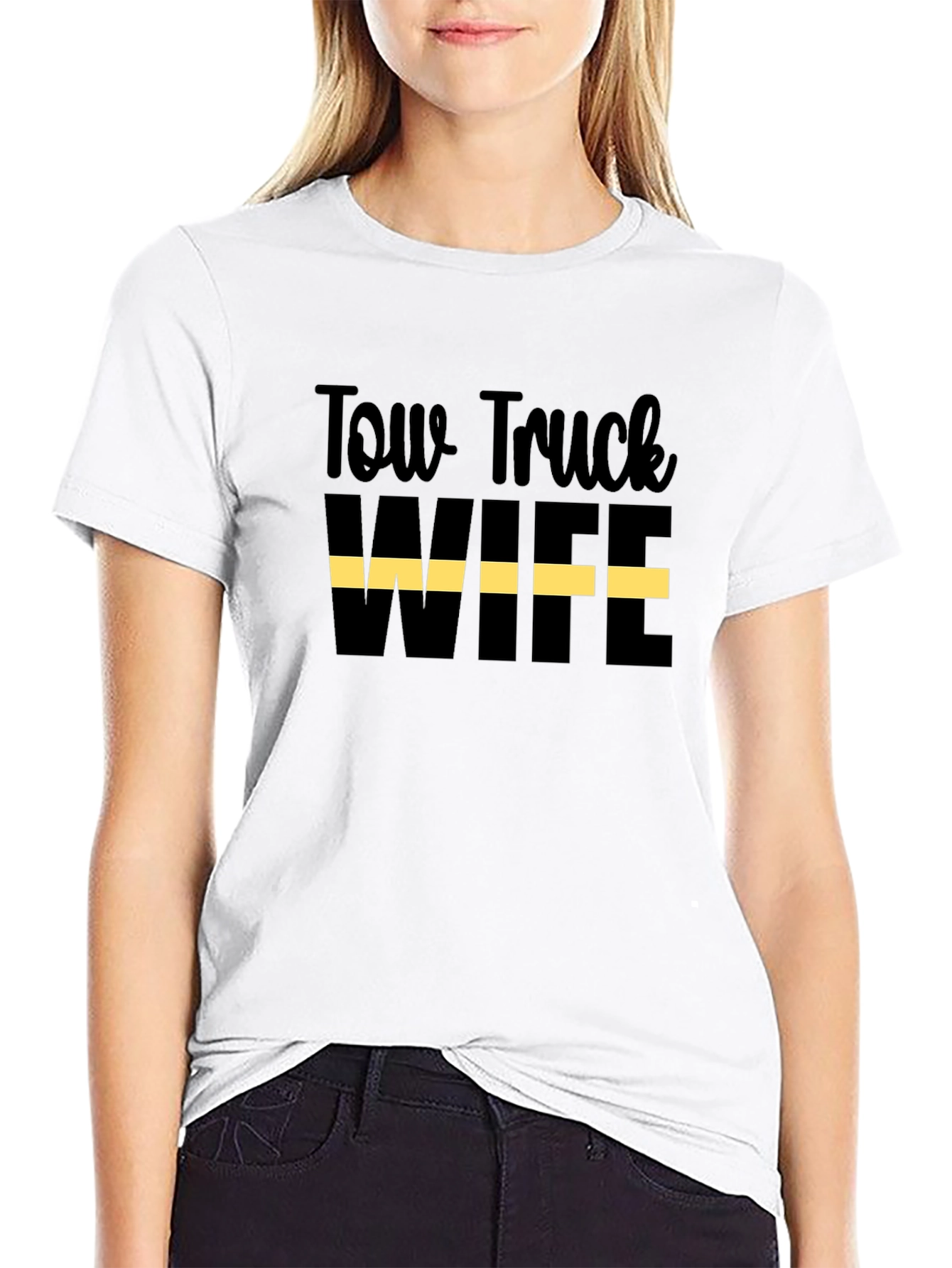 Tow Truck Wife Graphic T-Shirt - Black