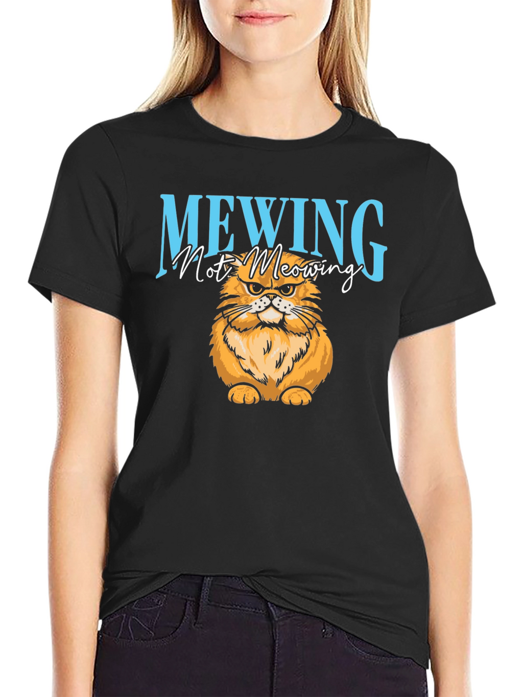 Mewing Cat Graphic T-Shirt