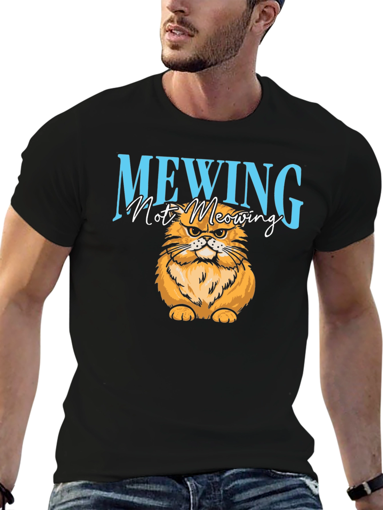 Mewing Cat Graphic T-Shirt