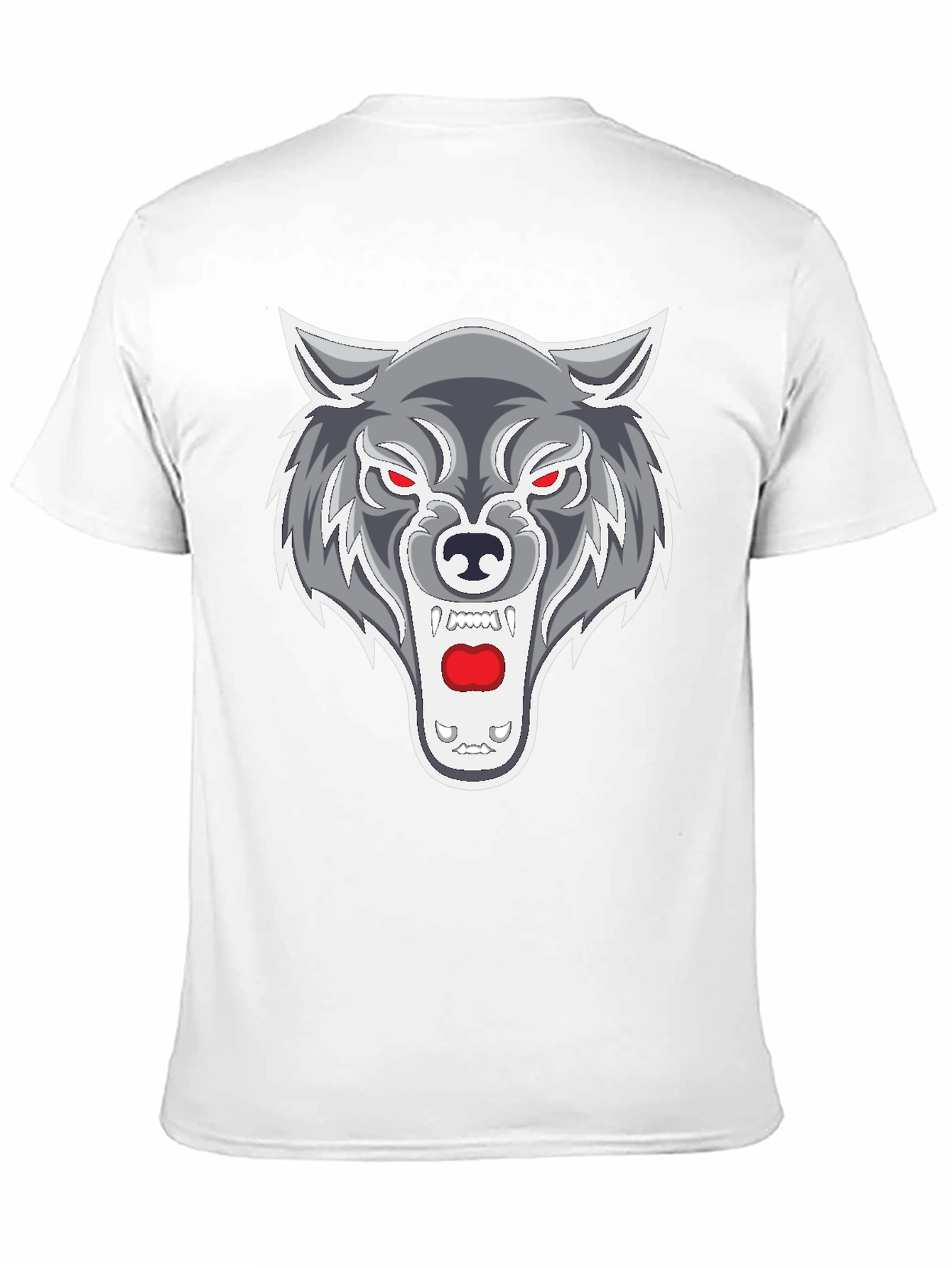 Mens Black T-Shirt with Wolf Graphic