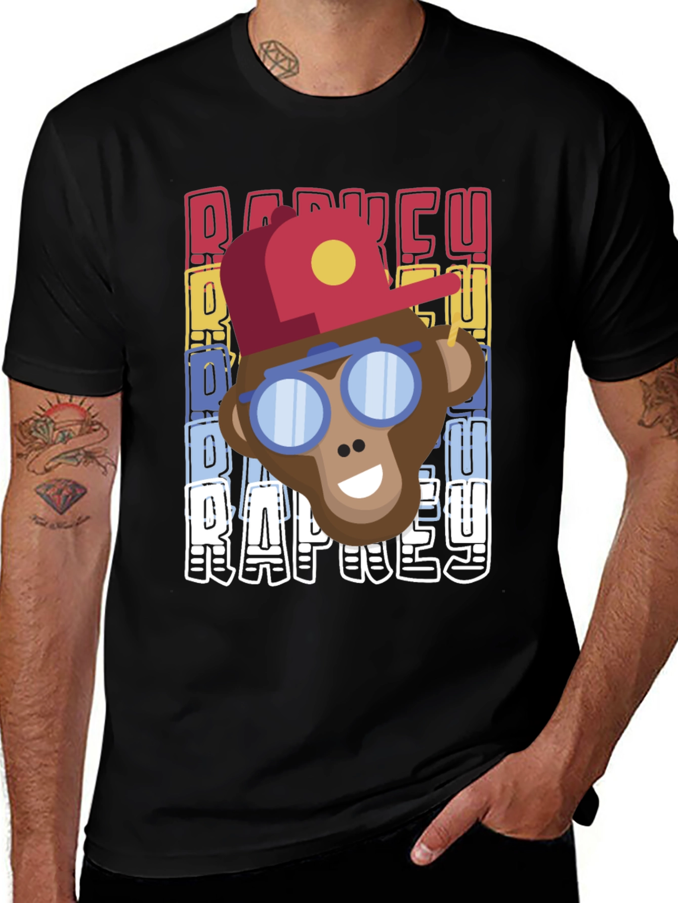 Retro Rap Monkey T-Shirt Cool Graphic Tee