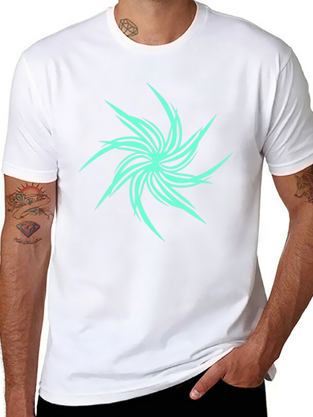 Abstract Spiral Graphic Black T-Shirt