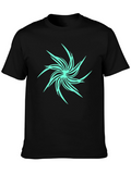 Abstract Spiral Graphic Black T-Shirt