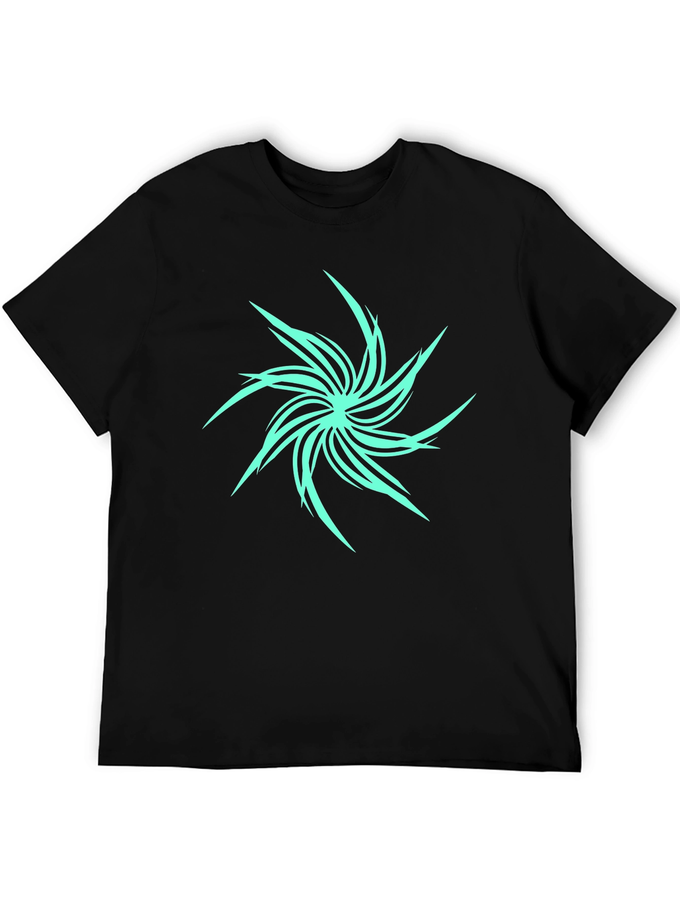 Abstract Spiral Graphic Black T-Shirt