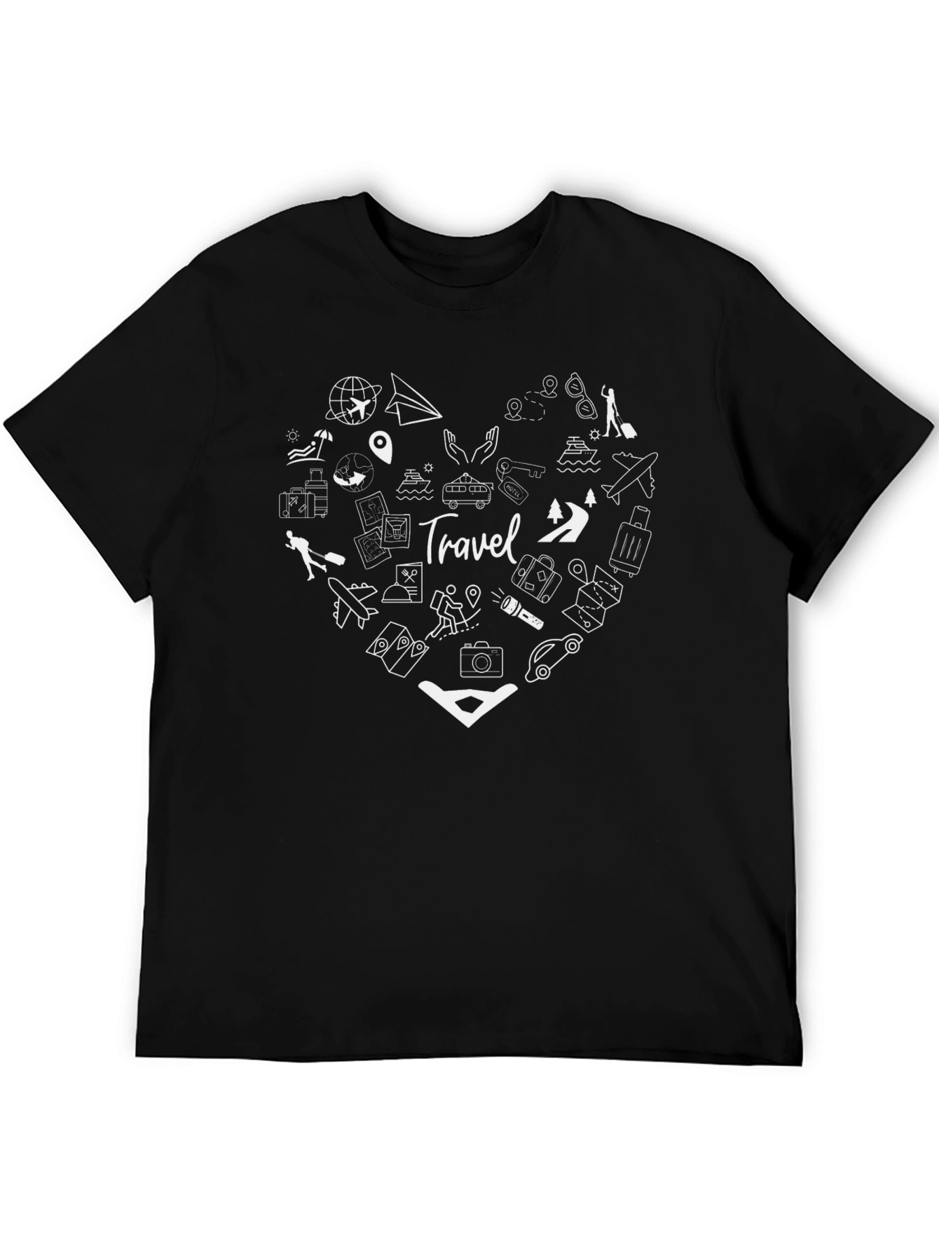 Travel Heart Graphic Tee - Black Unisex T-Shirt