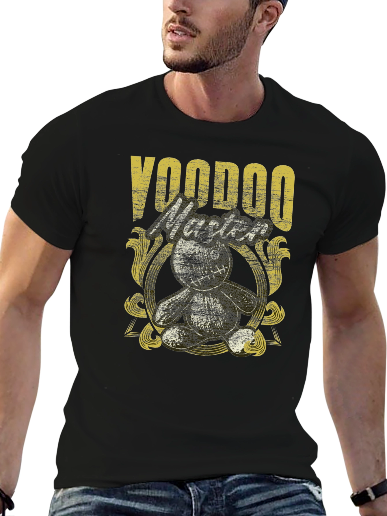 Voodoo Master Graphic Tee - Black Cotton T-Shirt