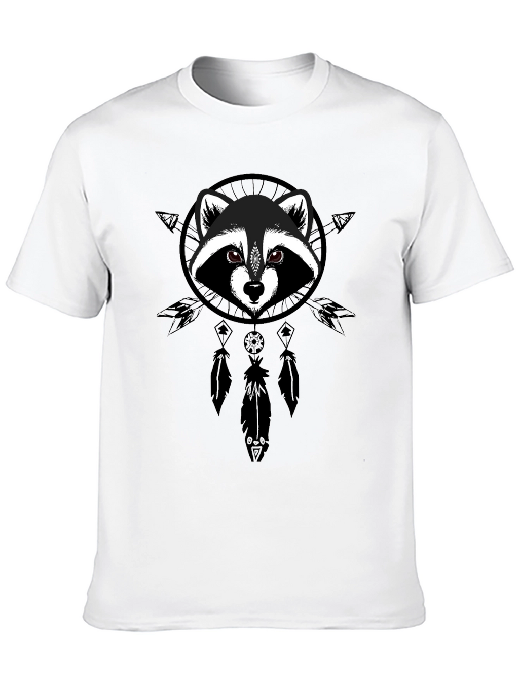 Raccoon Dreamcatcher Graphic Tee - Black Cotton Comfort