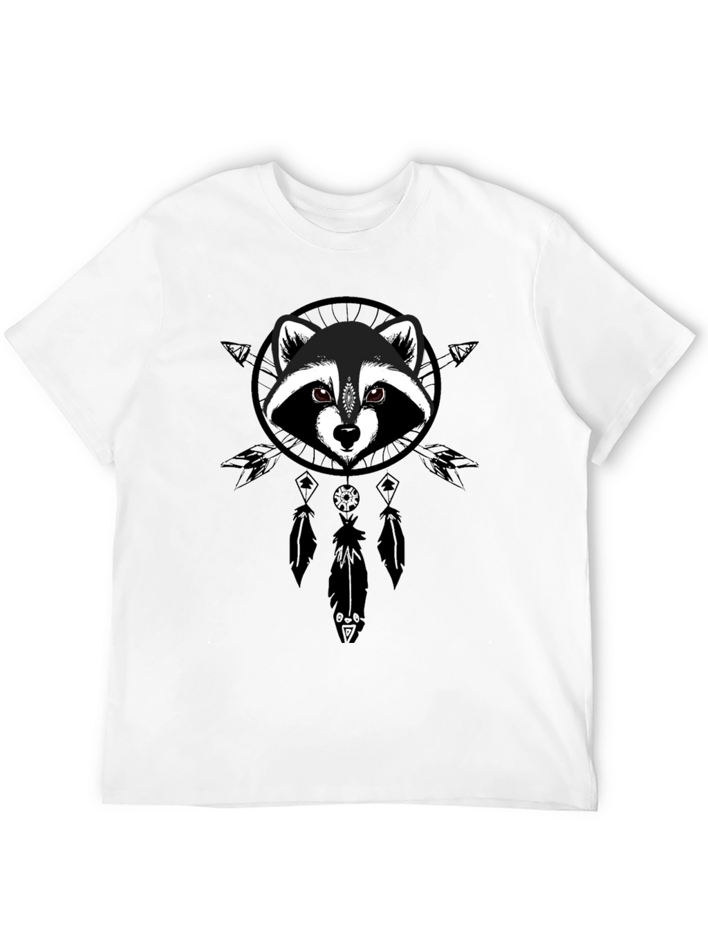 Raccoon Dreamcatcher Graphic Tee - Black Cotton Comfort
