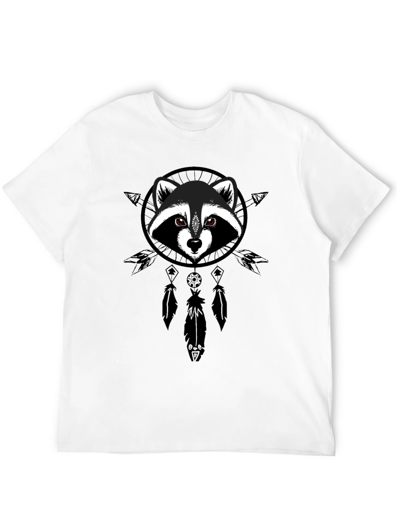 Raccoon Dreamcatcher Graphic Tee - Black Cotton Comfort