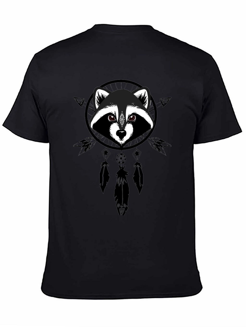 Raccoon Dreamcatcher Graphic Tee - Black Cotton Comfort