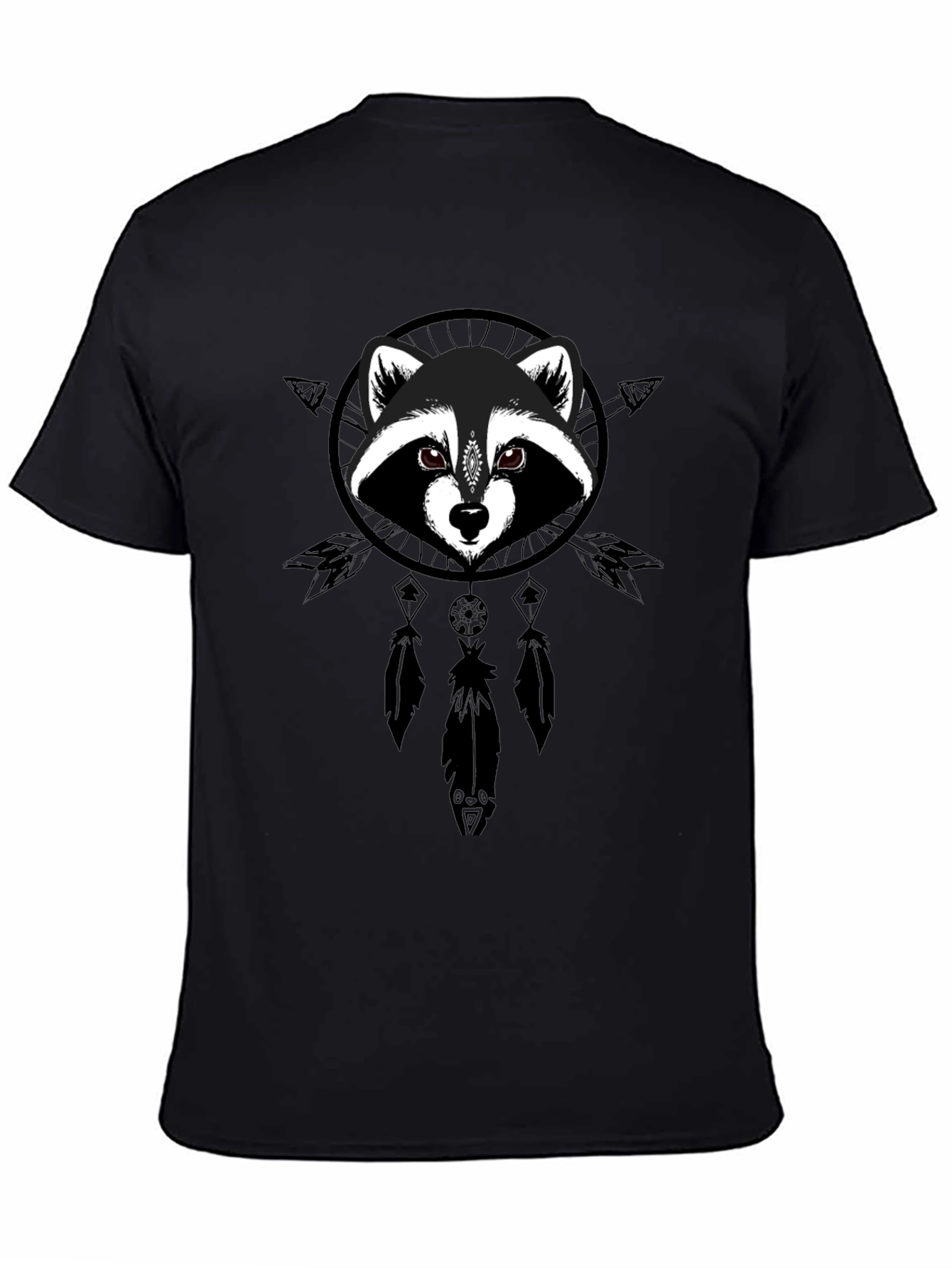 Raccoon Dreamcatcher Graphic Tee - Black Cotton Comfort