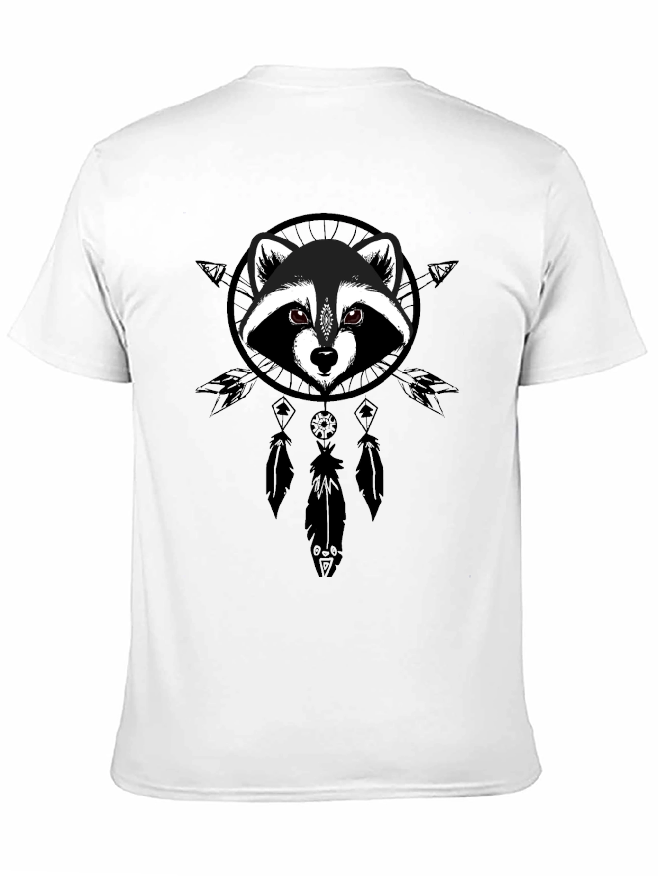 Raccoon Dreamcatcher Graphic Tee - Black Cotton Comfort