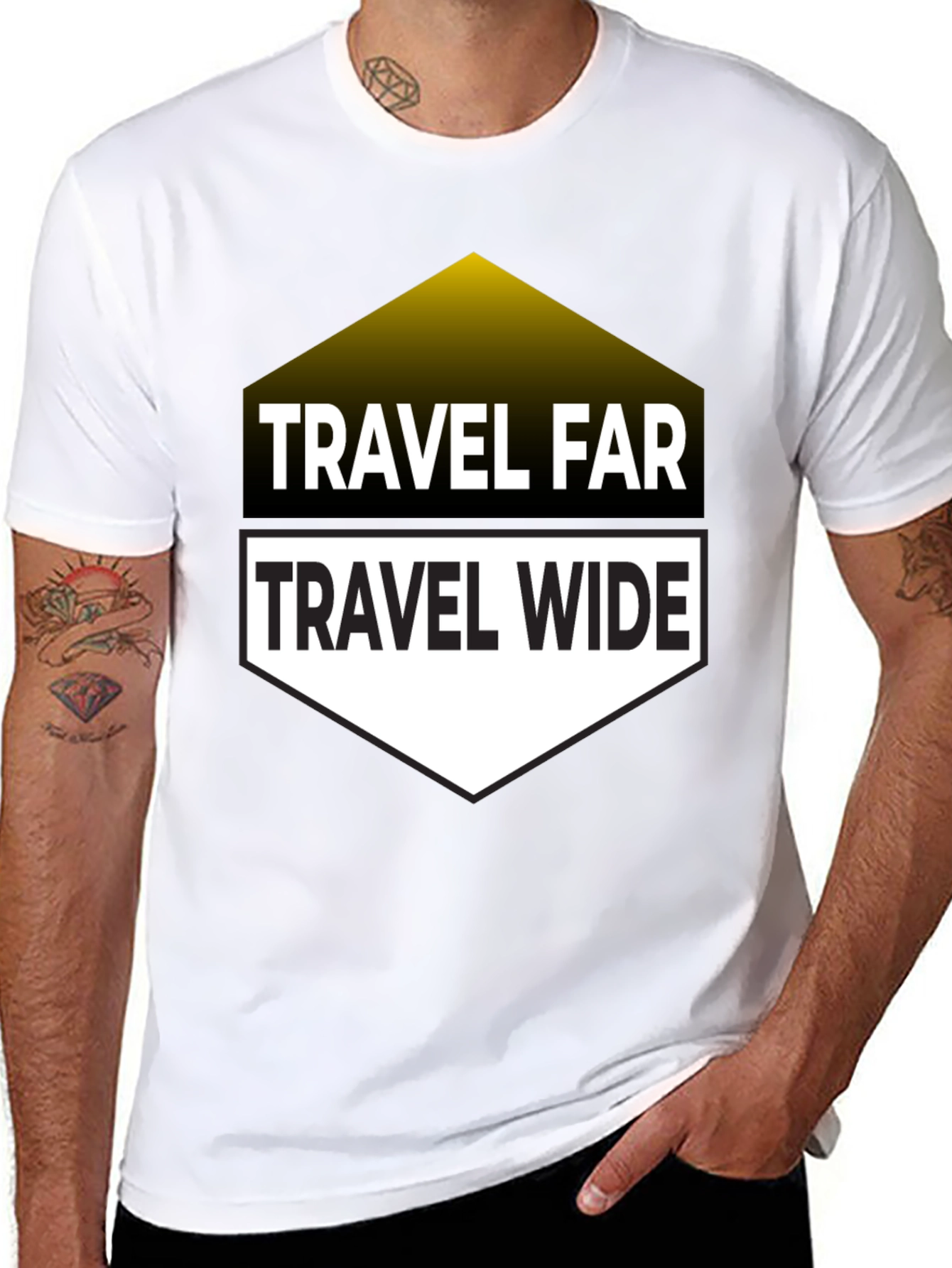 Travel Far Travel Wide Black Graphic T-Shirt