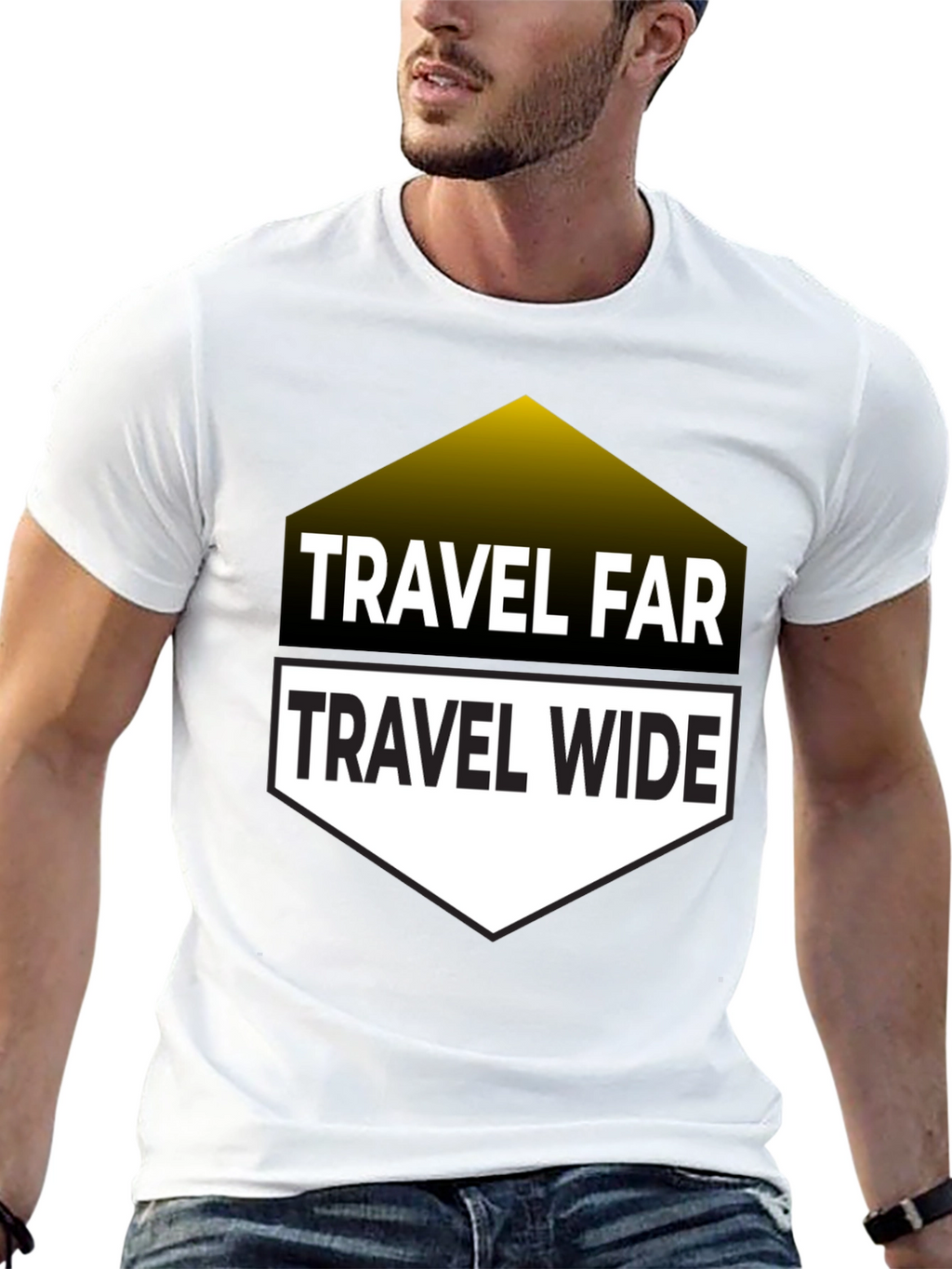 Travel Far Travel Wide Black Graphic T-Shirt