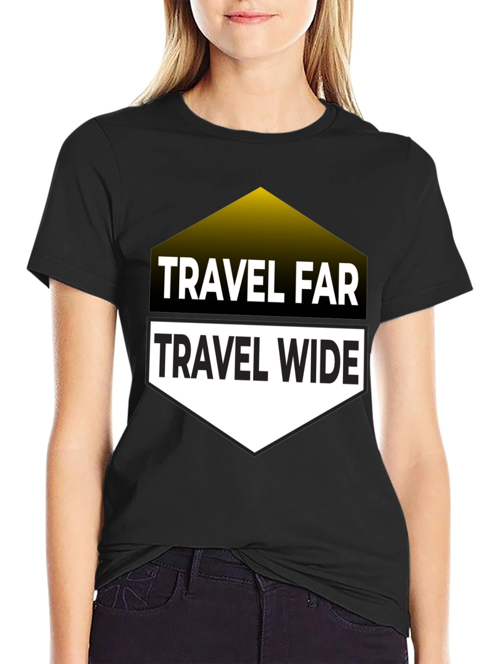 Travel Far Travel Wide Black Graphic T-Shirt