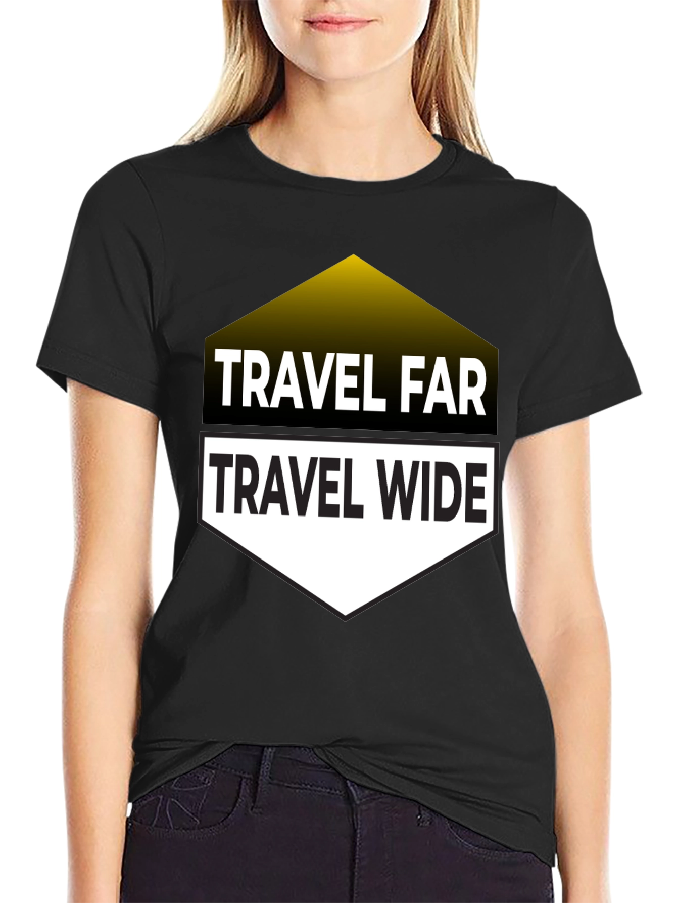 Travel Far Travel Wide Black Graphic T-Shirt