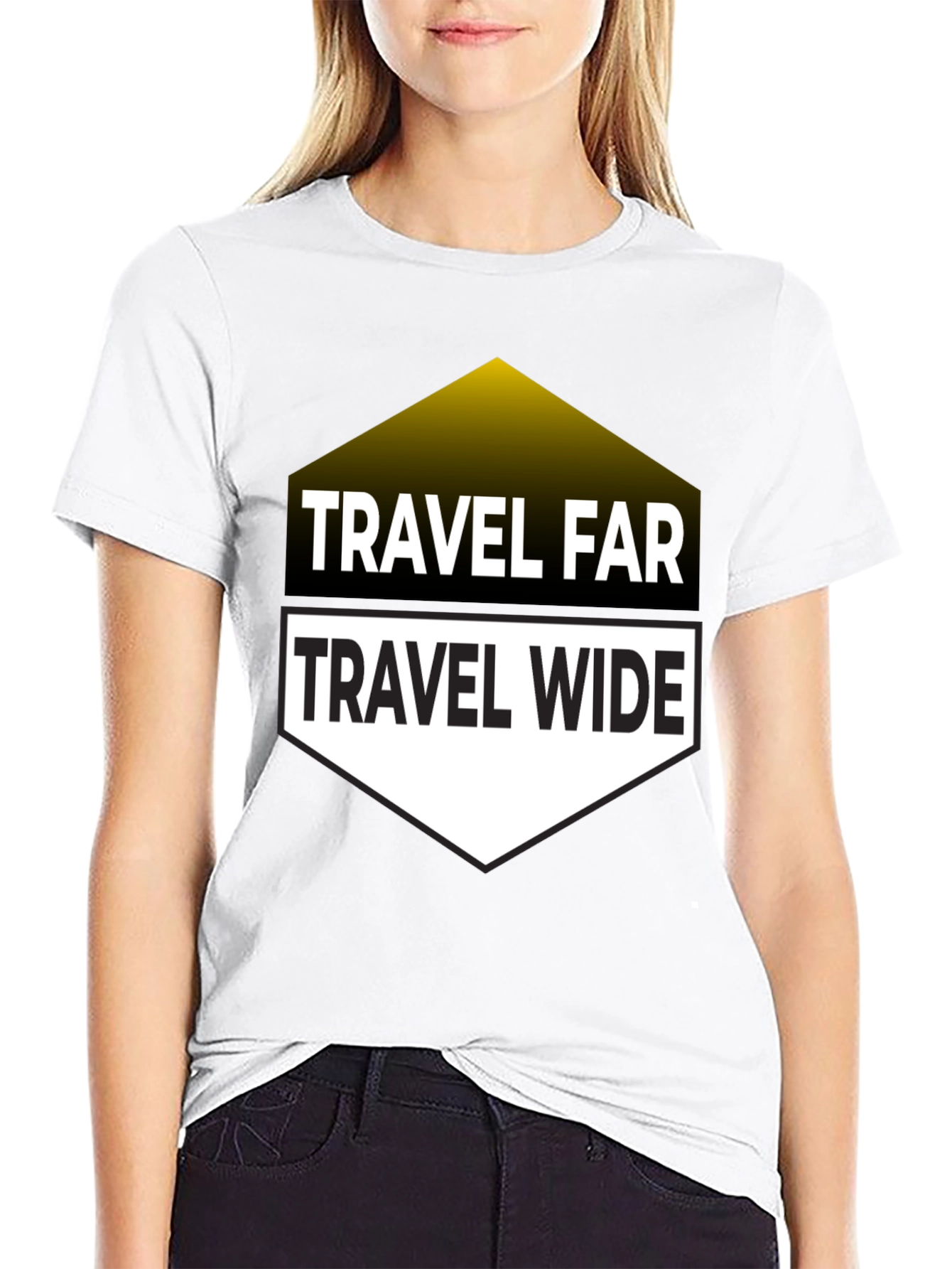 Travel Far Travel Wide Black Graphic T-Shirt