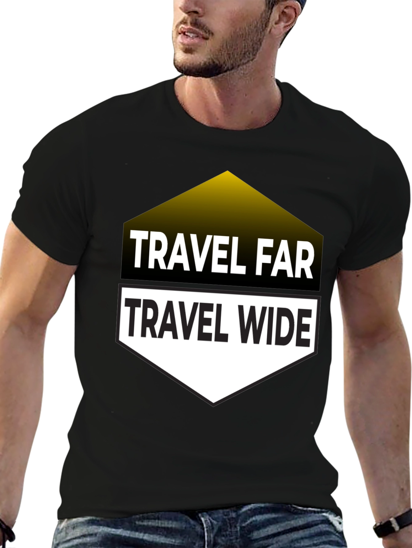 Travel Far Travel Wide Black Graphic T-Shirt