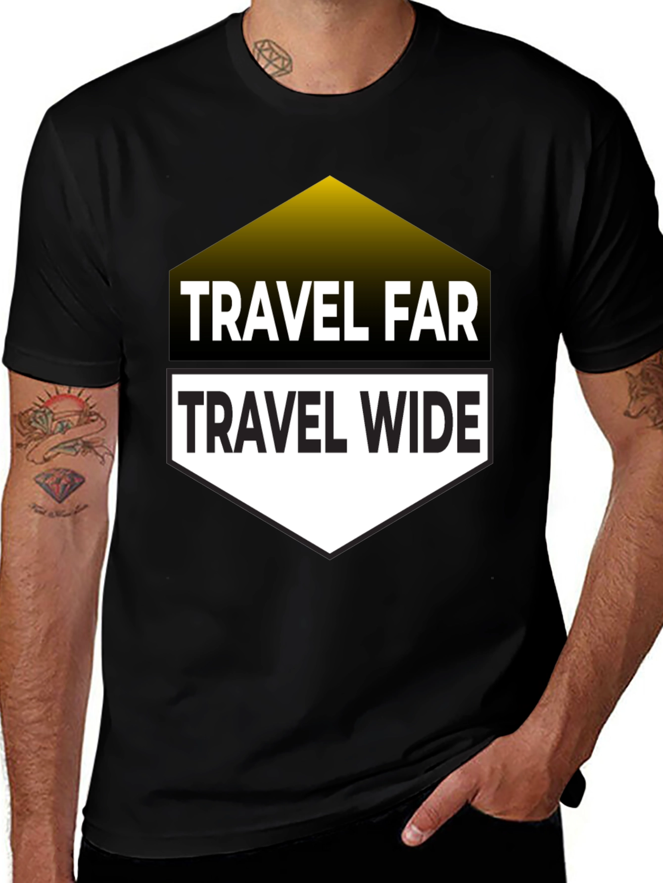 Travel Far Travel Wide Black Graphic T-Shirt