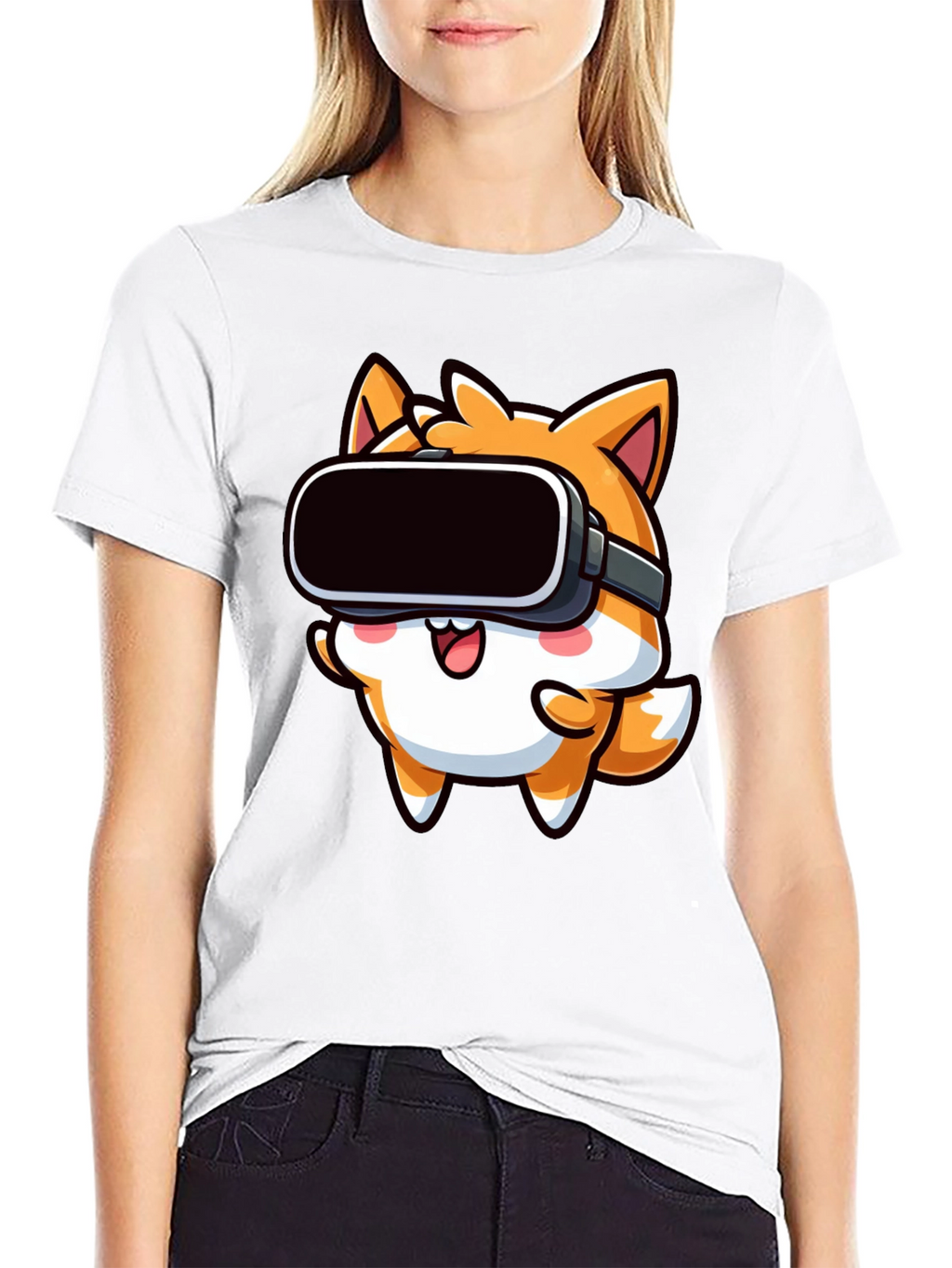 VR Fox Black T-Shirt - Cute Gamer Tee