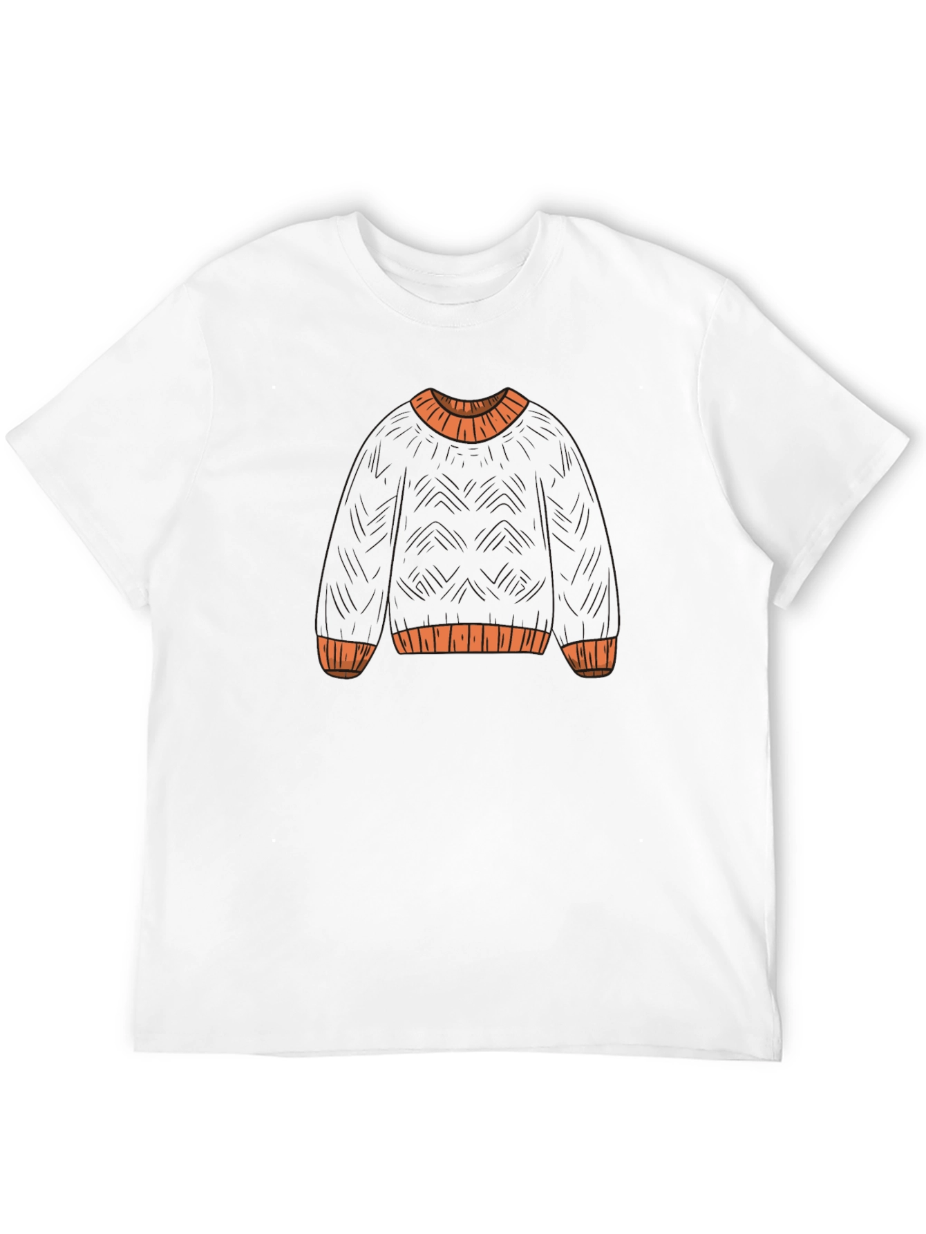 Novelty Sweater Print Black T-Shirt