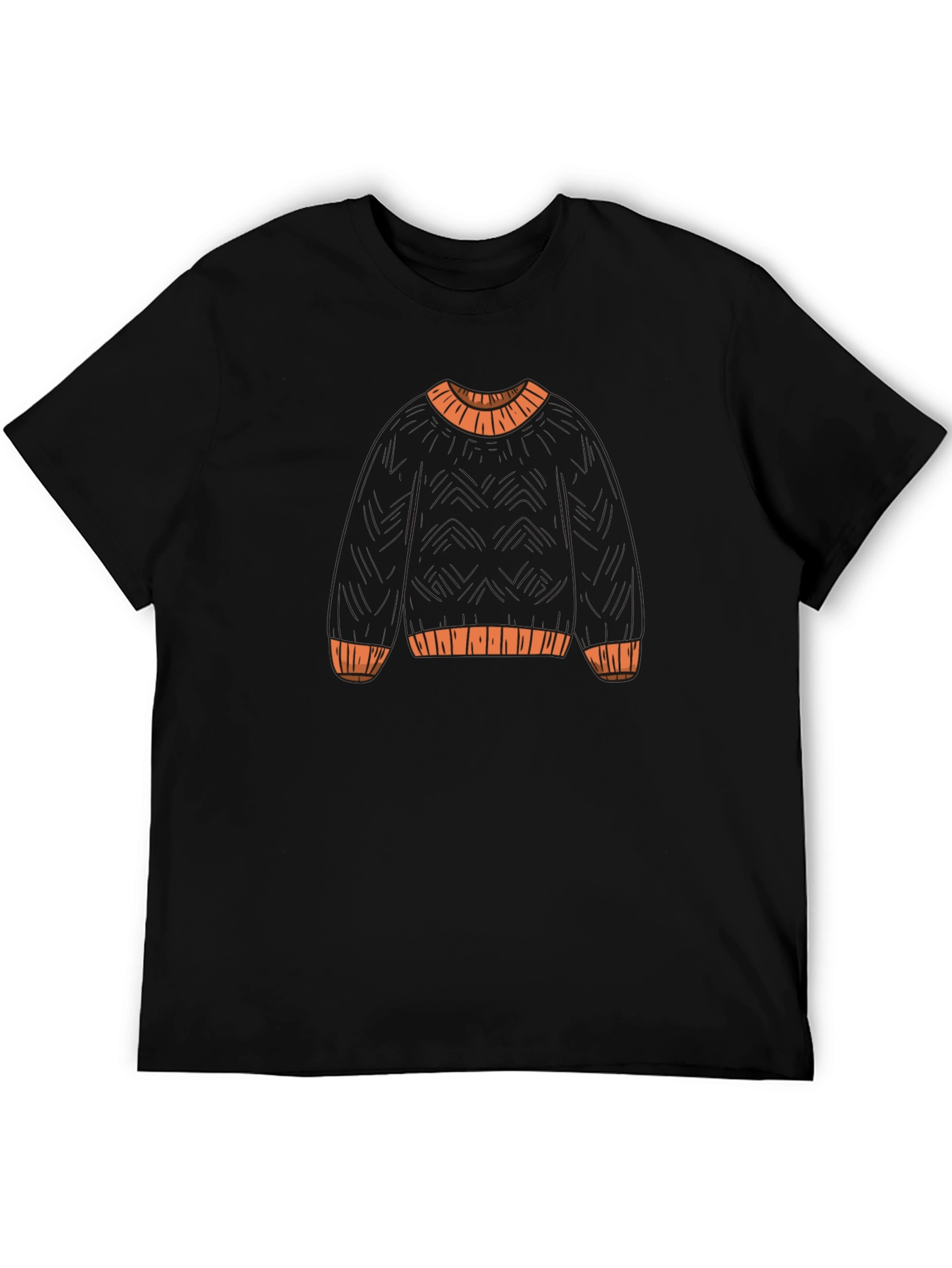 Novelty Sweater Print Black T-Shirt