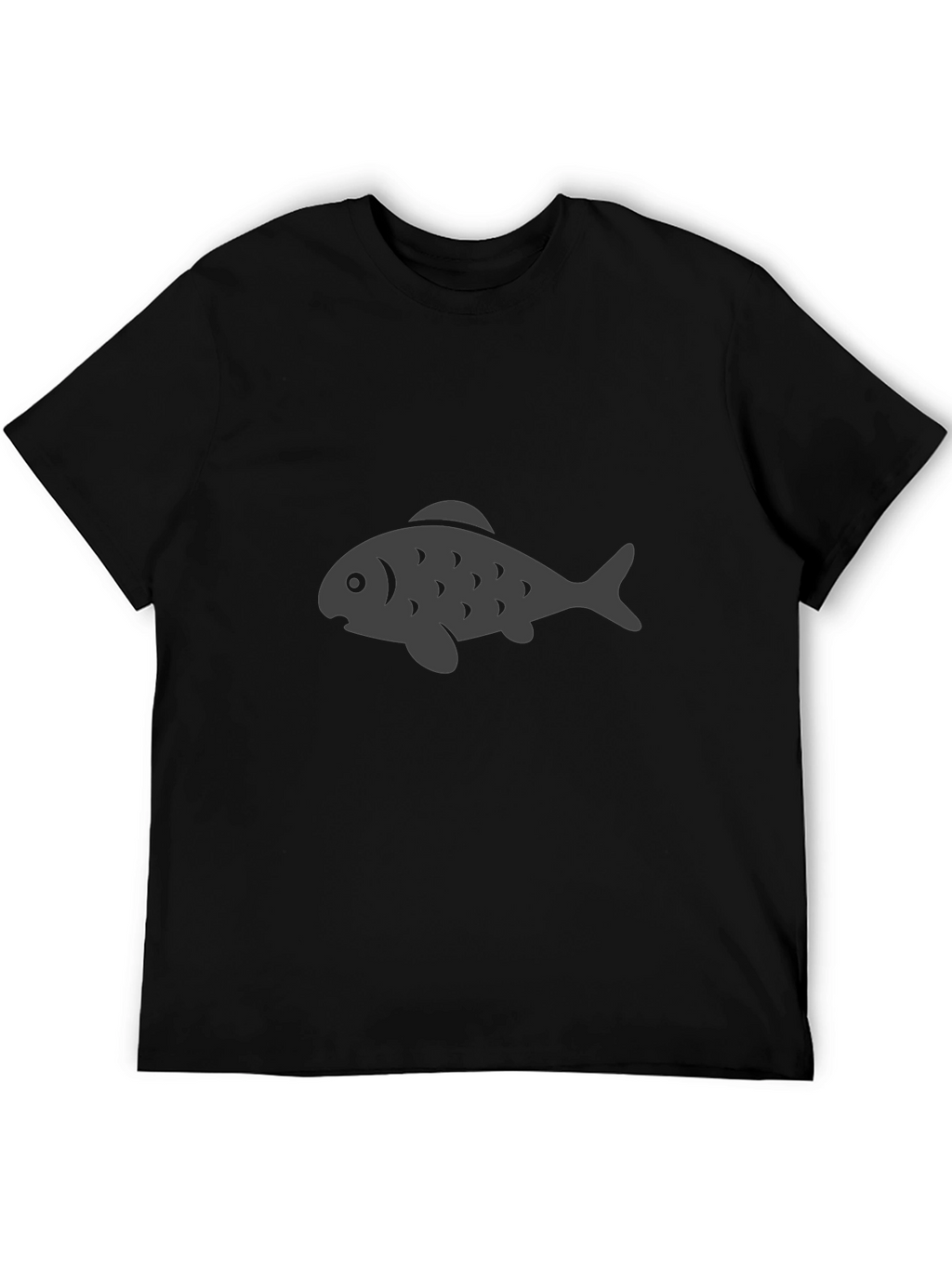 Black T-Shirt with Gray Fish Graphic