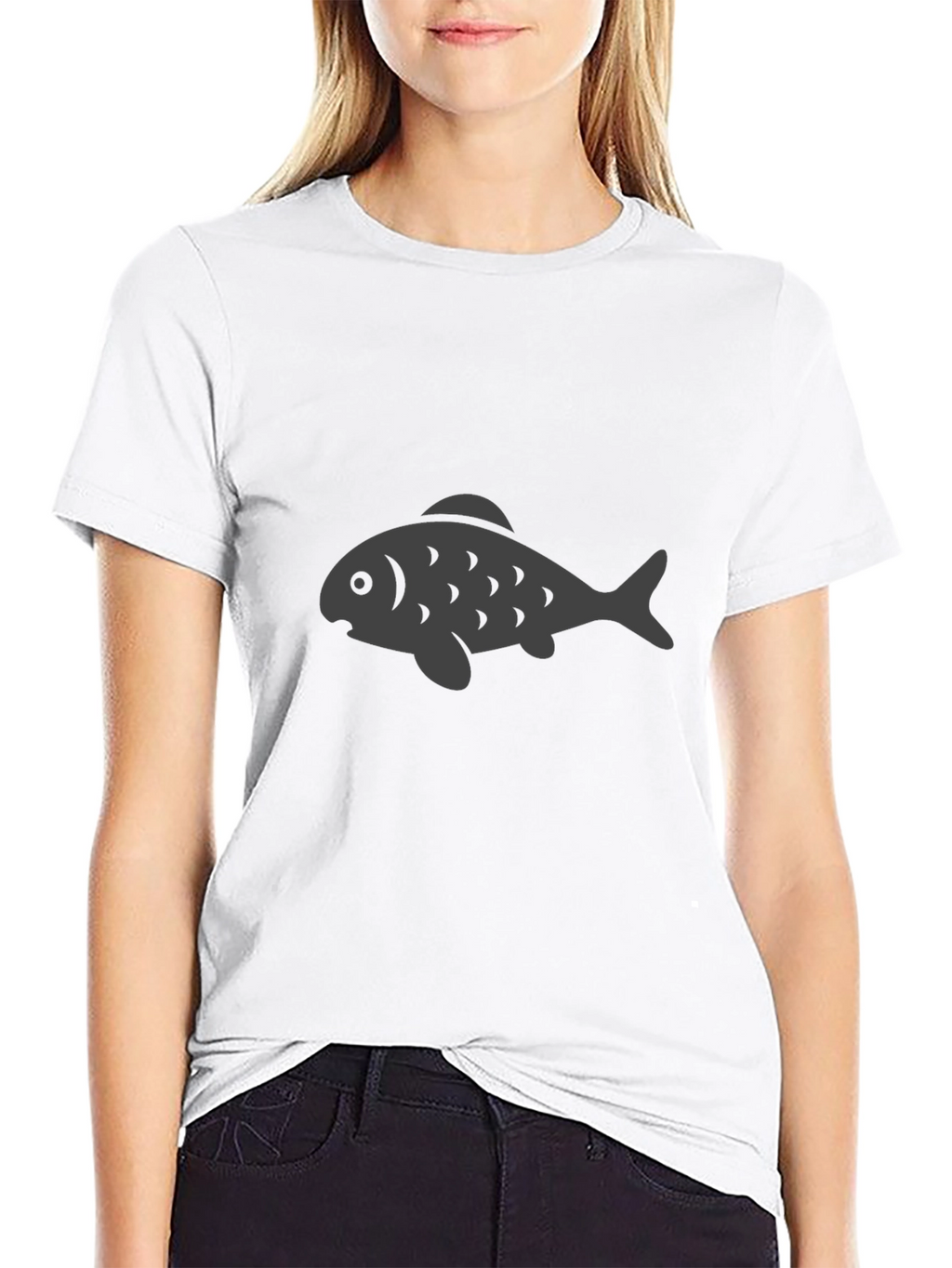 Black T-Shirt with Gray Fish Graphic