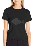 Black T-Shirt with Gray Fish Graphic