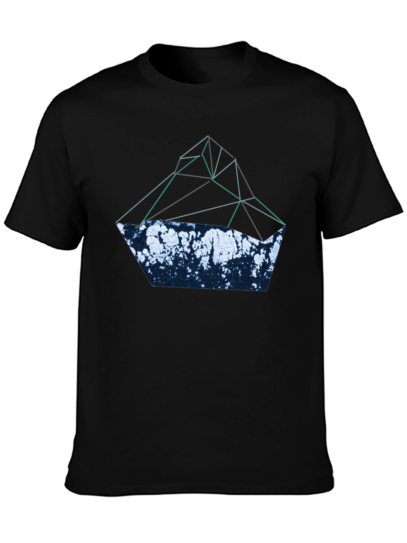 Abstract Geometric Mountain T-Shirt - Black