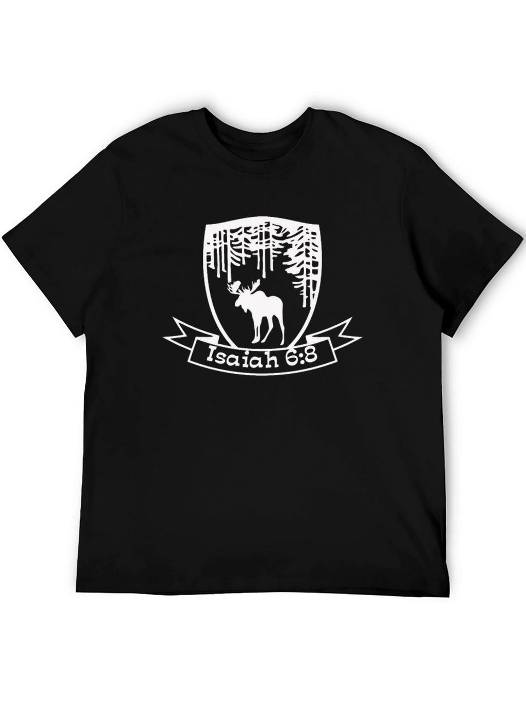 Isaiah 6:8 Moose T-Shirt - Forest Design