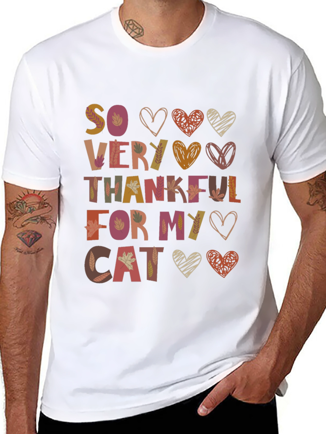 Thankful For My Cat T-Shirt - Autumn Design