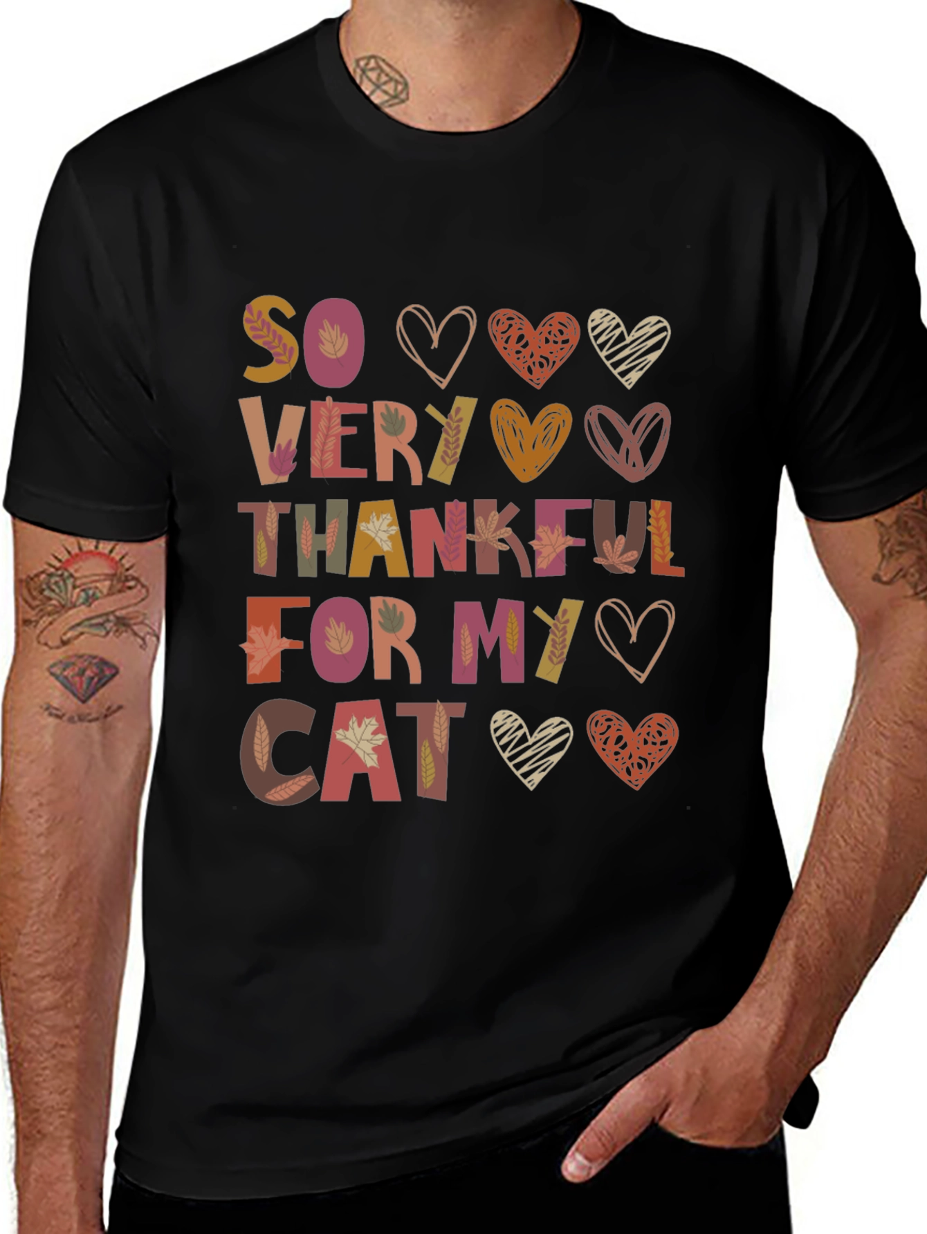 Thankful For My Cat T-Shirt - Autumn Design