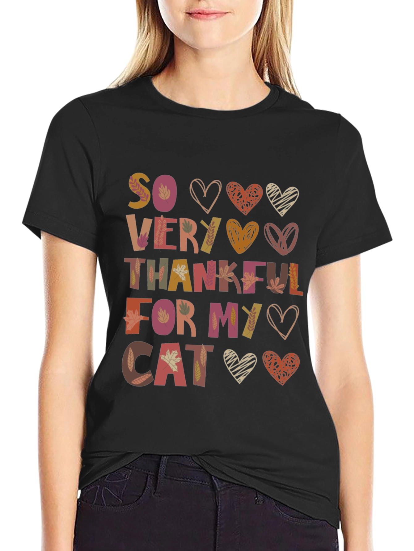 Thankful For My Cat T-Shirt - Autumn Design